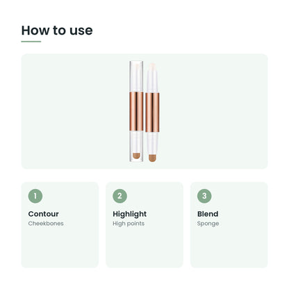 How to use the 2-in-1 contour and highlight stick: contour, highlight, blend