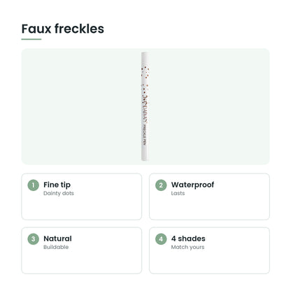 Freckle pen key features: fine tip, waterproof, natural, 4 shades