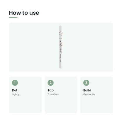 How to use the freckle pen: dot, tap, build