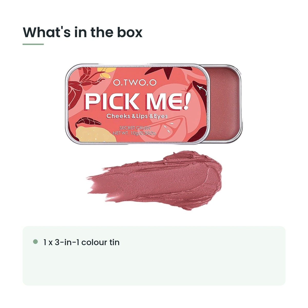 What's in the box: 1 x 3-in-1 colour tin