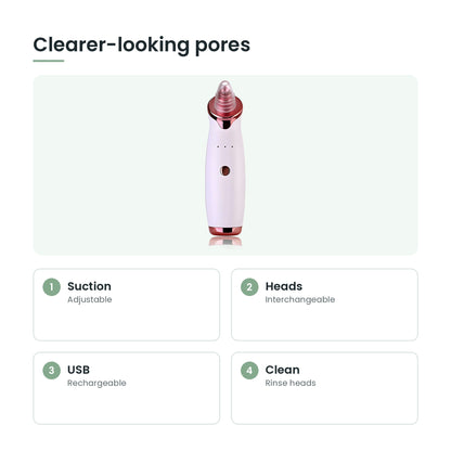 Blackhead vacuum pore cleaner key features: suction, heads, usb, clean