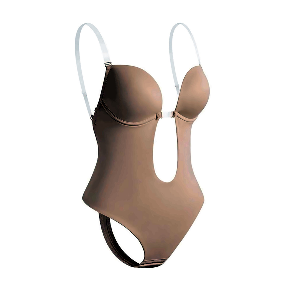 Skin-tone deep V backless body shaper