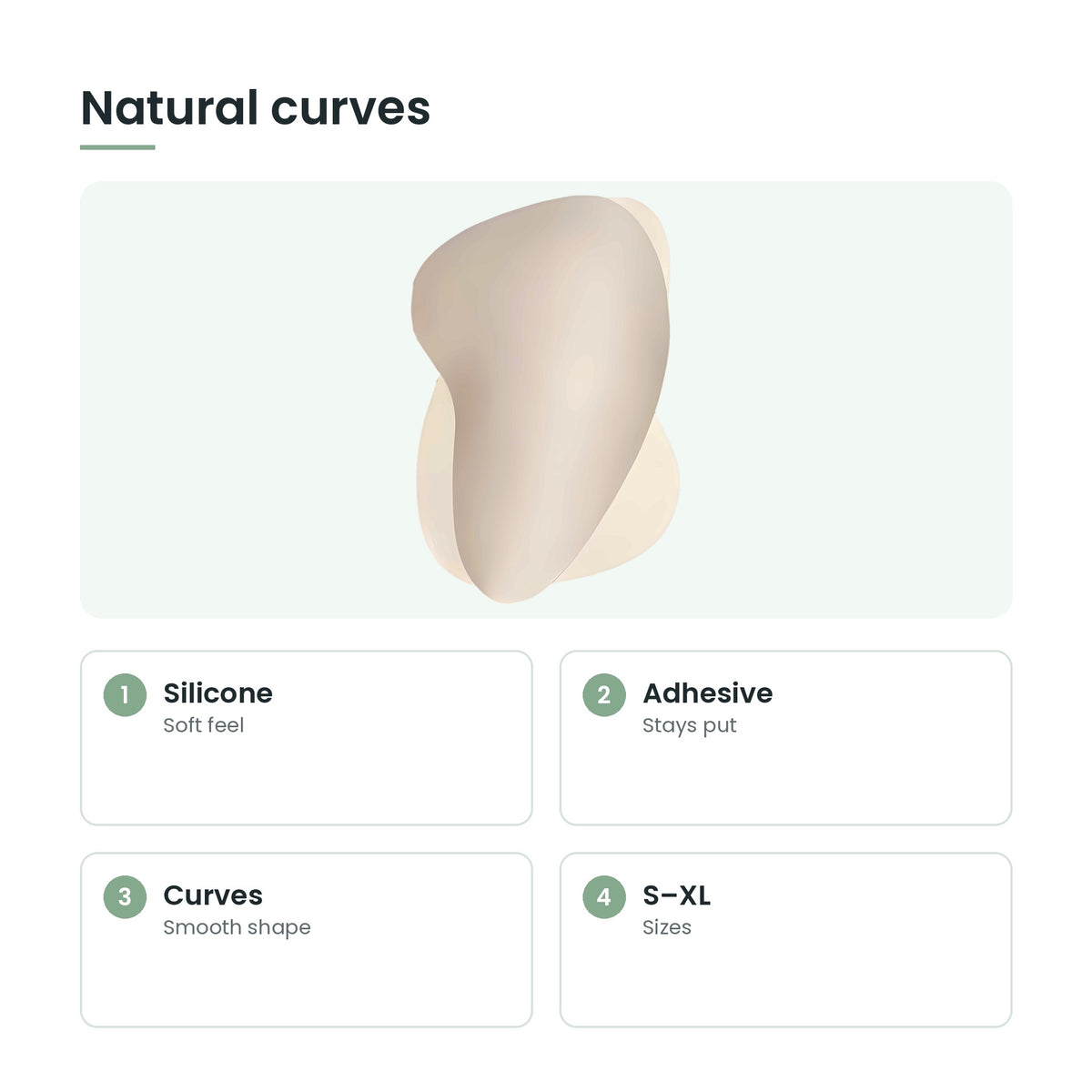 Silicone hip pads key features: silicone, adhesive, curves, s–xl