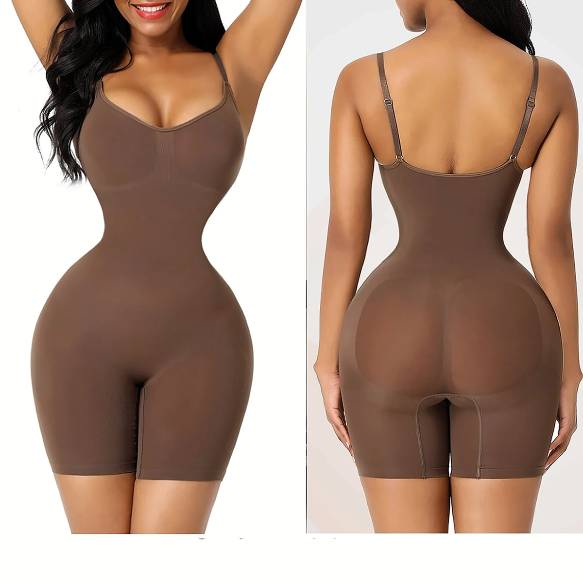 Seamless shaping bodysuit – brown