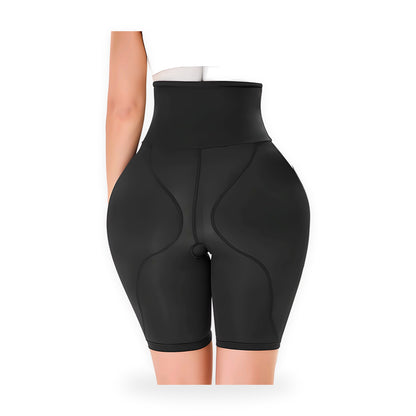 Black padded hip and butt shaper shorts, back view