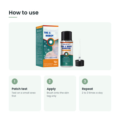 How to use the skin tag care oil: patch test, apply, repeat