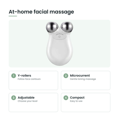 Microcurrent facial massager key features: y-rollers, microcurrent, adjustable, compact