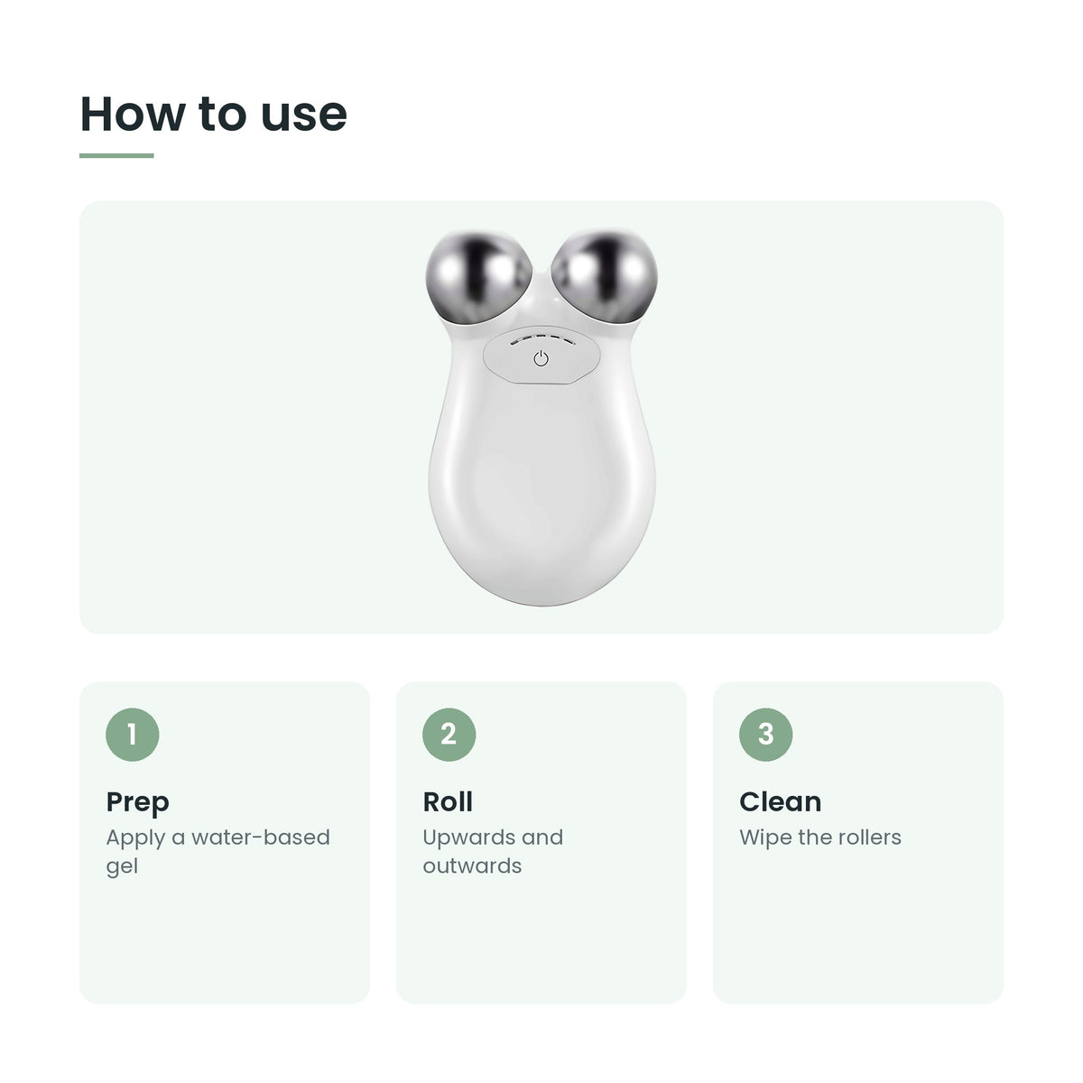 How to use the microcurrent facial massager: prep, roll, clean