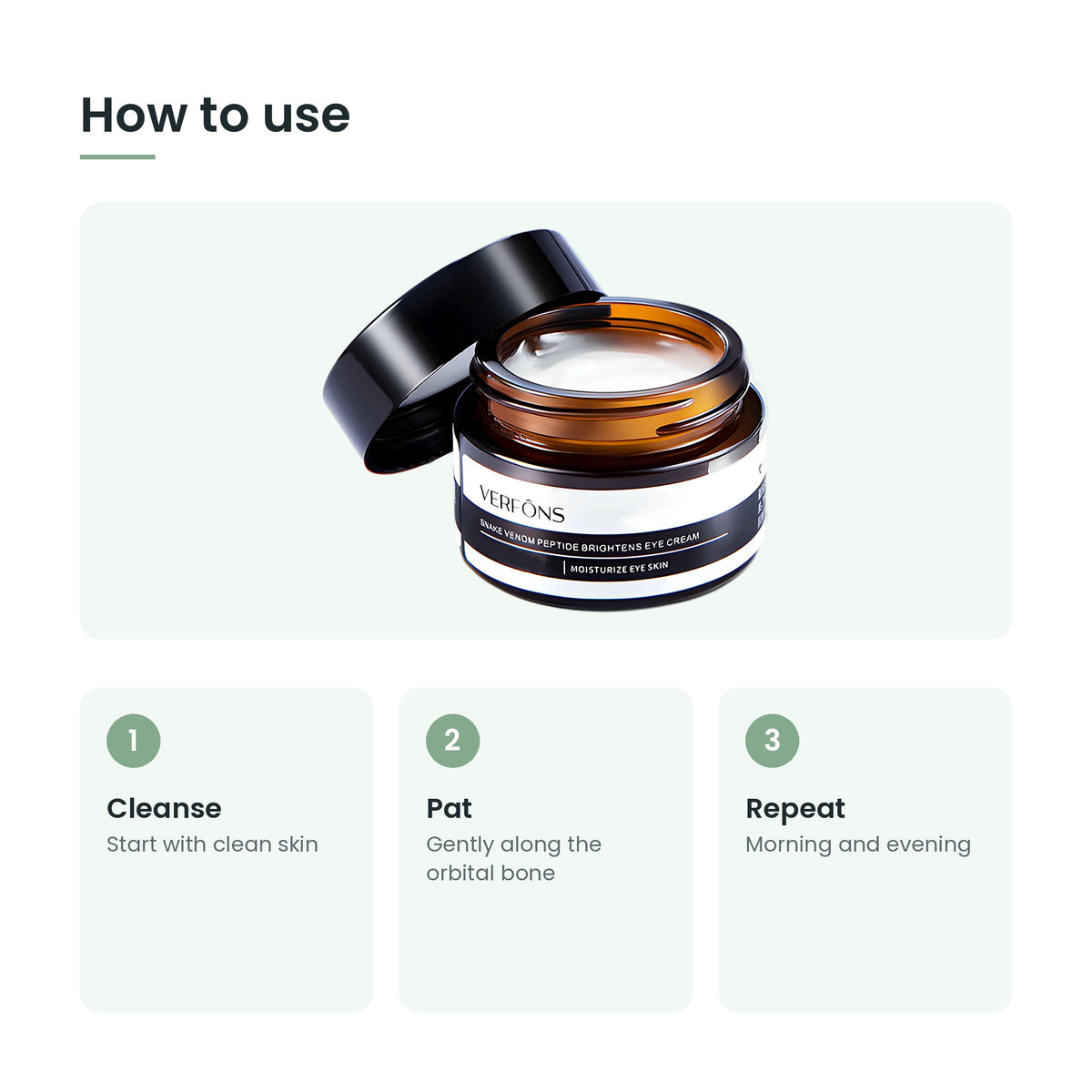 How to use the under-eye cream: cleanse, pat, repeat