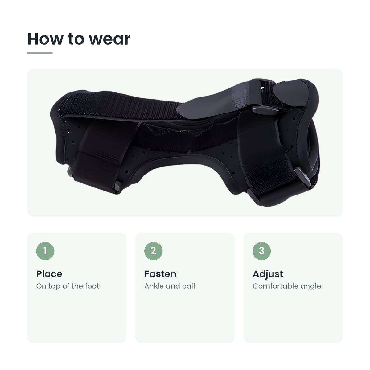 How to use the adjustable dorsal night splint: place, fasten, adjust