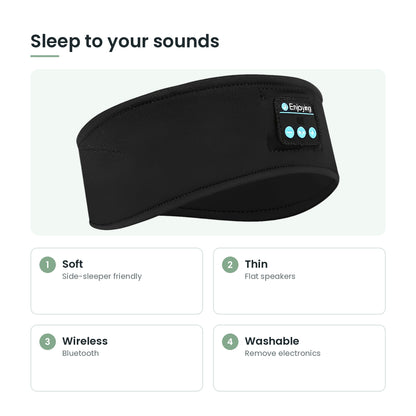 Bluetooth sleep headband headphones key features: soft, thin, wireless, washable