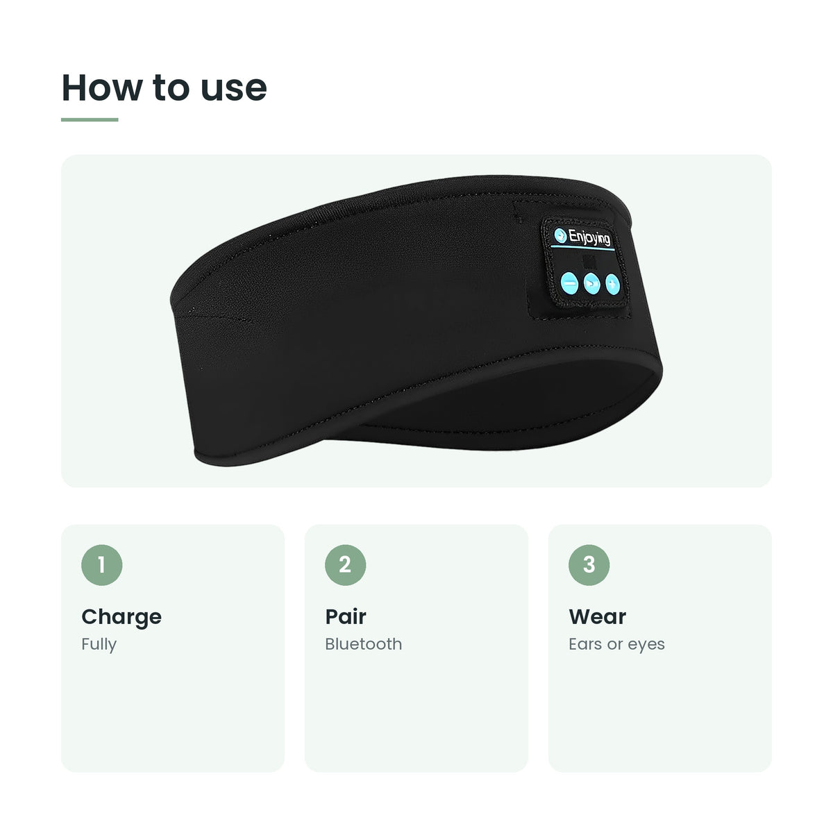 How to use the Bluetooth sleep headband headphones: charge, pair, wear