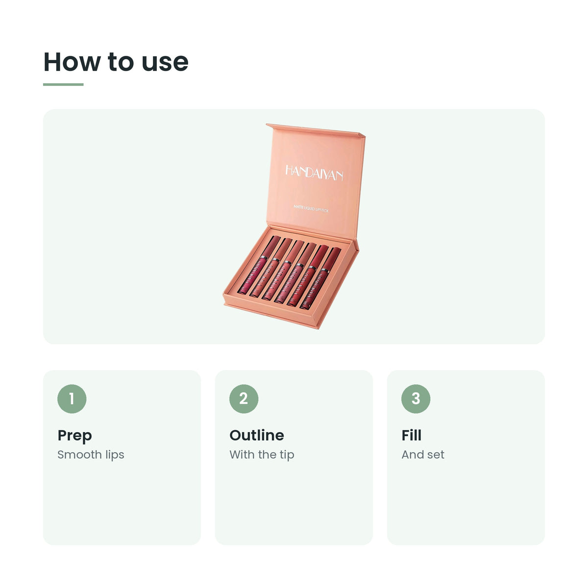 How to use the matte liquid lipstick set: prep, outline, fill