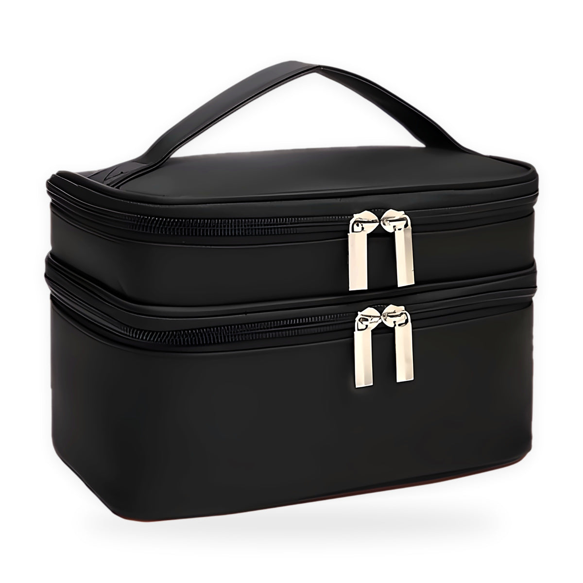 Double-layer makeup bag on a white background