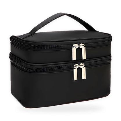 Double-layer makeup bag on a white background