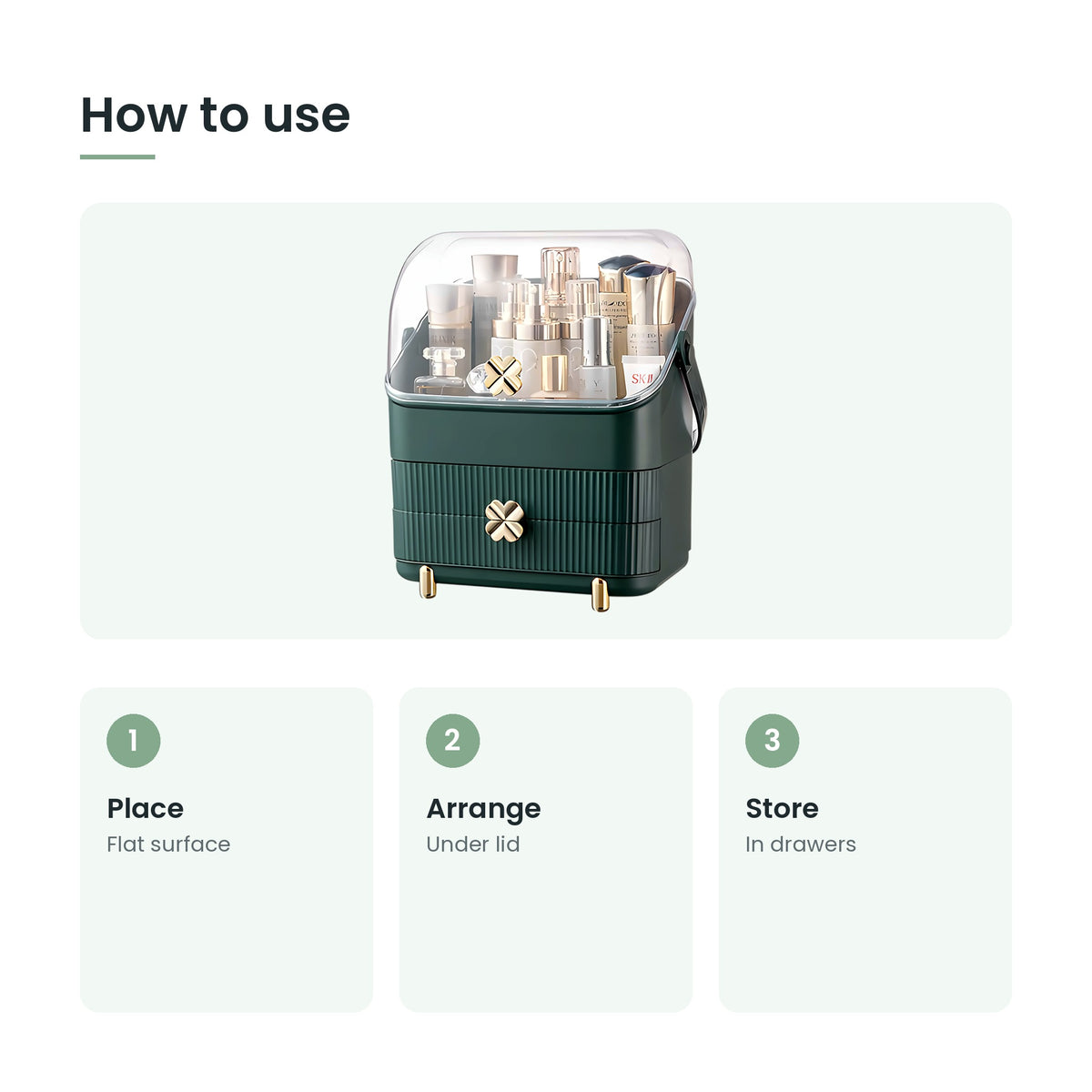 How to use the waterproof makeup storage box: place, arrange, store