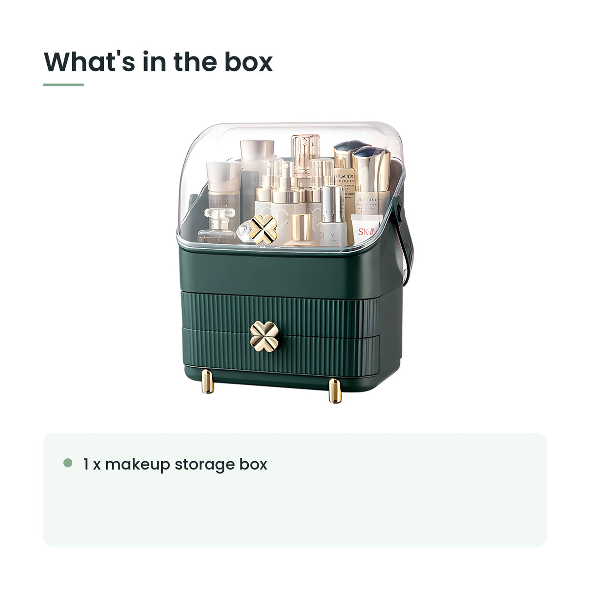 What's in the box: 1 x makeup storage box