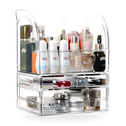 Acrylic makeup organiser on a white background