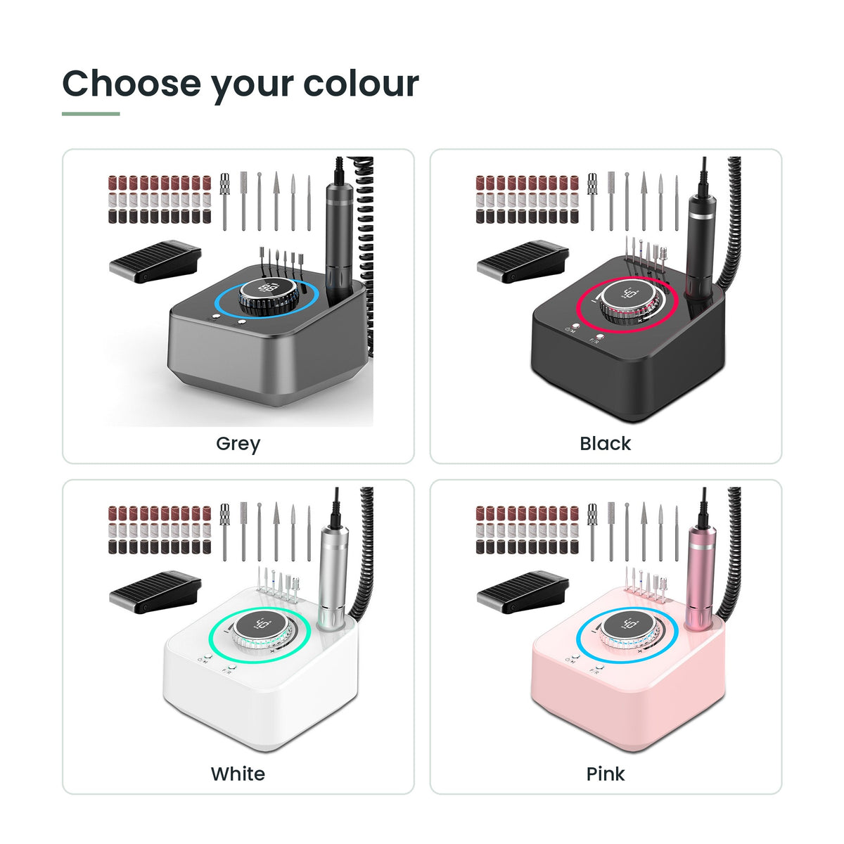 Nail drill colour options