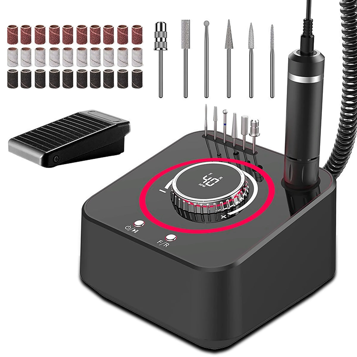 Black electric nail drill machine kit