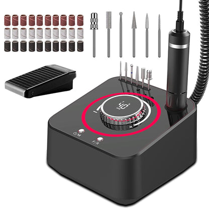 Black electric nail drill machine kit