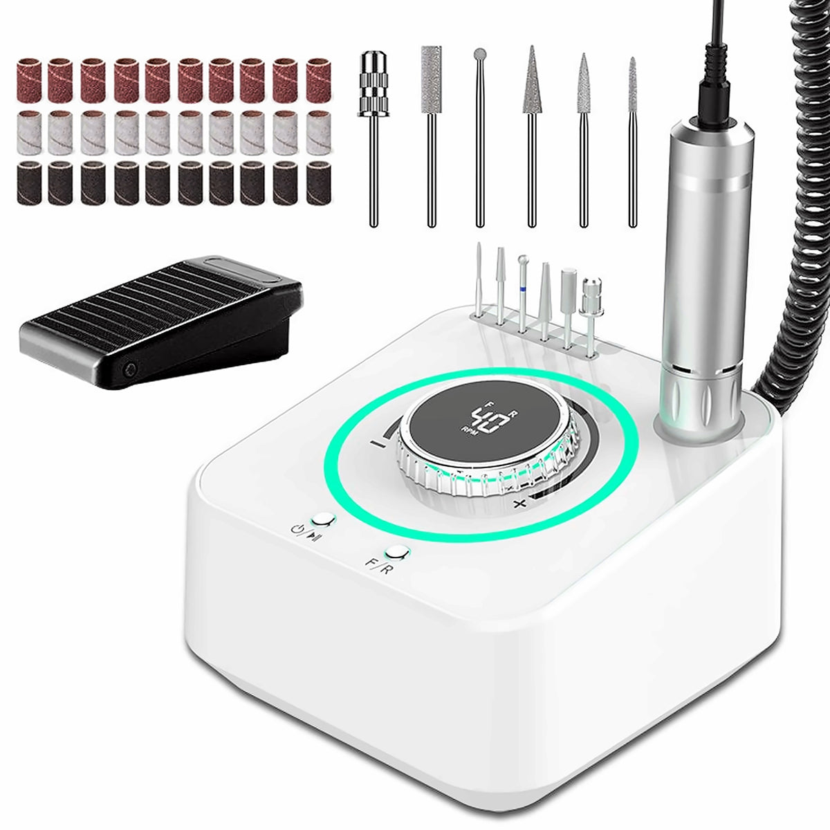 White electric nail drill machine kit