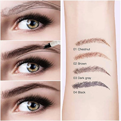Brow pen shade guide: Chestnut, Brown, Dark Grey, Black