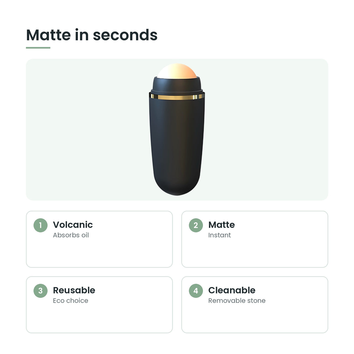 Volcanic stone oil-absorbing roller key features: volcanic, matte, reusable, cleanable