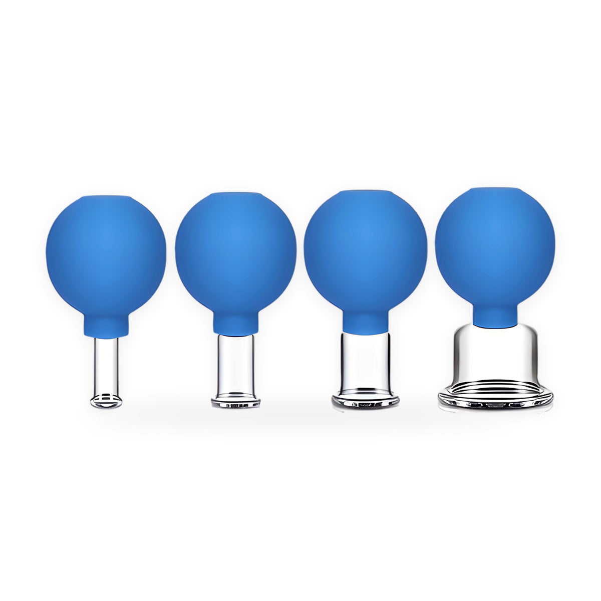 Glass face cupping set on a white background