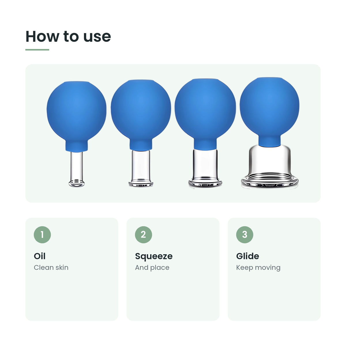 How to use the glass face cupping set: oil, squeeze, glide