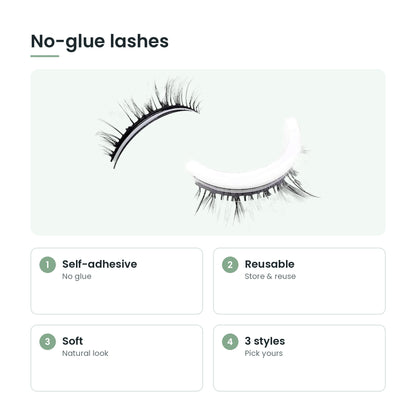 Self-adhesive reusable eyelashes key features: self-adhesive, reusable, soft, 3 styles
