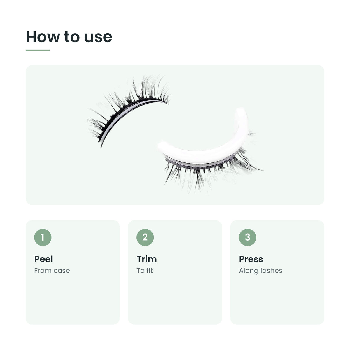 How to use the self-adhesive reusable eyelashes: peel, trim, press