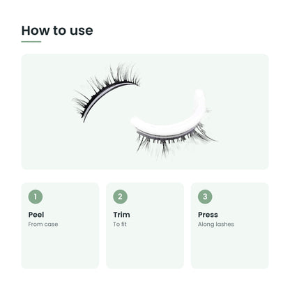 How to use the self-adhesive reusable eyelashes: peel, trim, press
