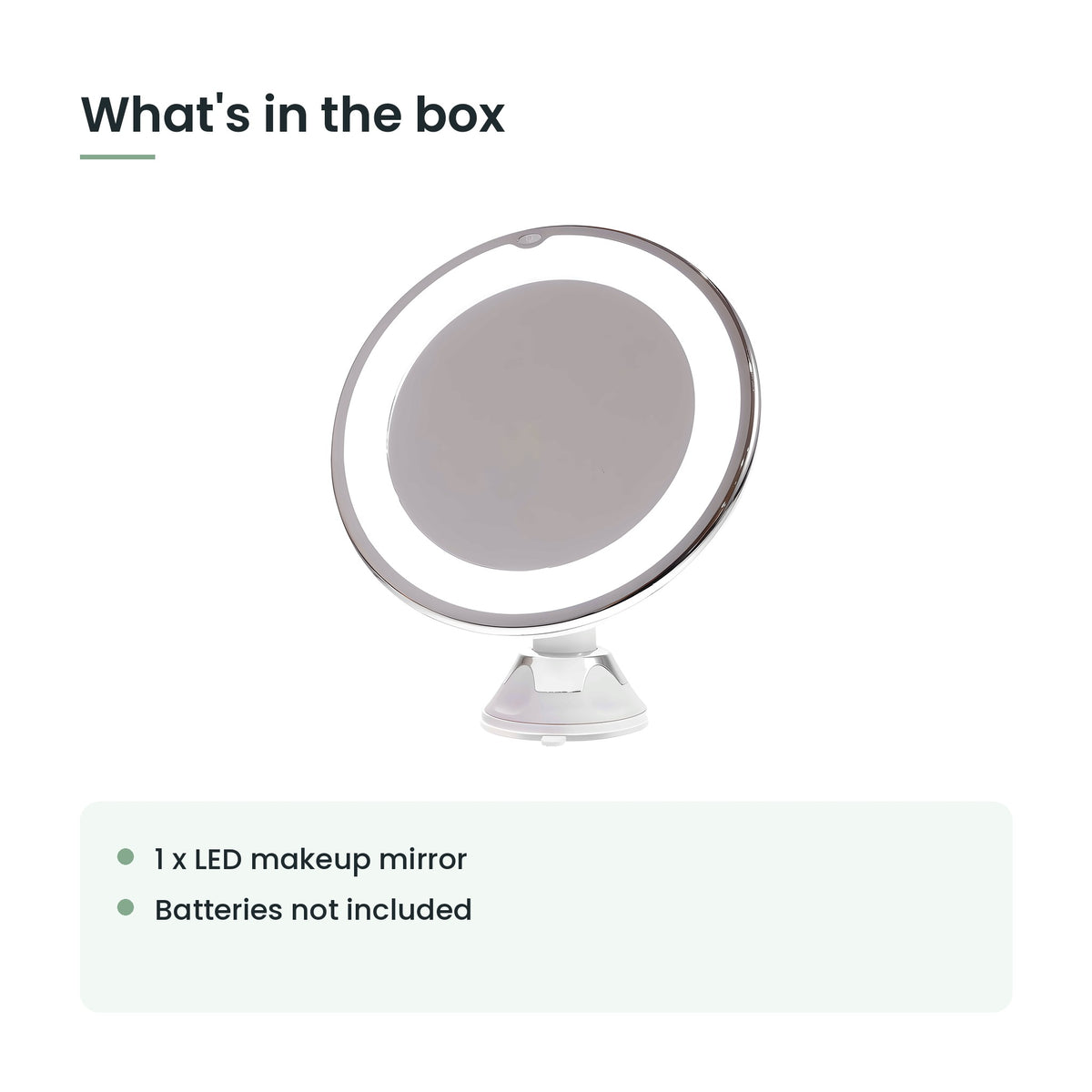 What's in the box: one LED makeup mirror