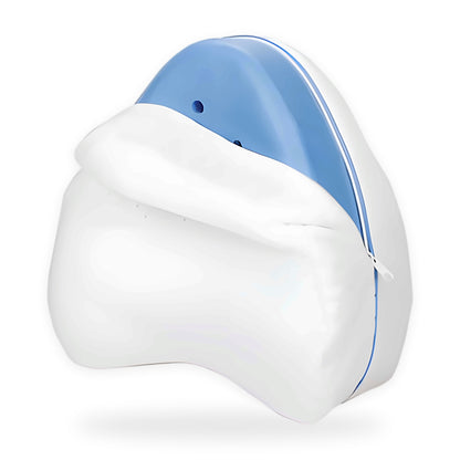 Memory foam knee pillow on a white background