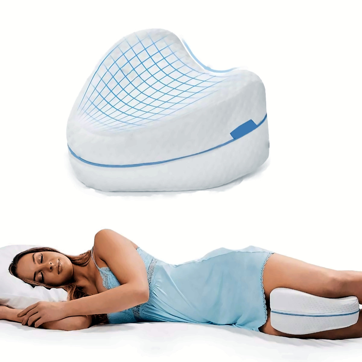 Woman sleeping with the knee pillow