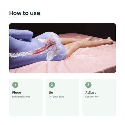 How to use the memory foam knee pillow: place, lie, adjust
