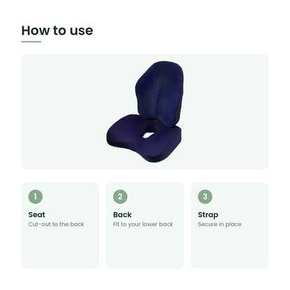 How to use the memory foam seat and back cushion: seat, back, strap
