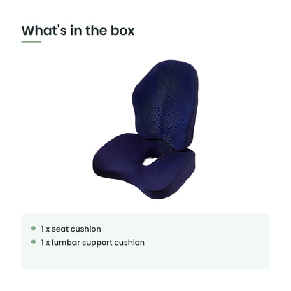 What's in the box: 1 x seat cushion, 1 x lumbar support cushion