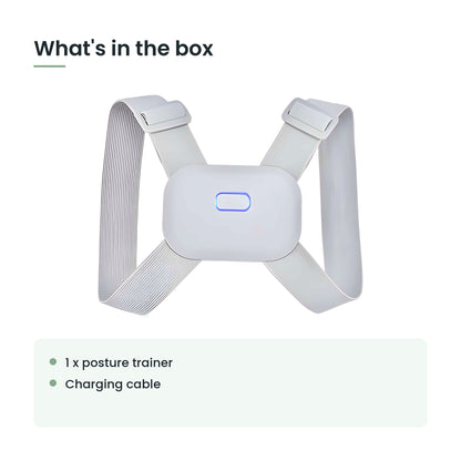 What's in the box: 1 x posture trainer, charging cable