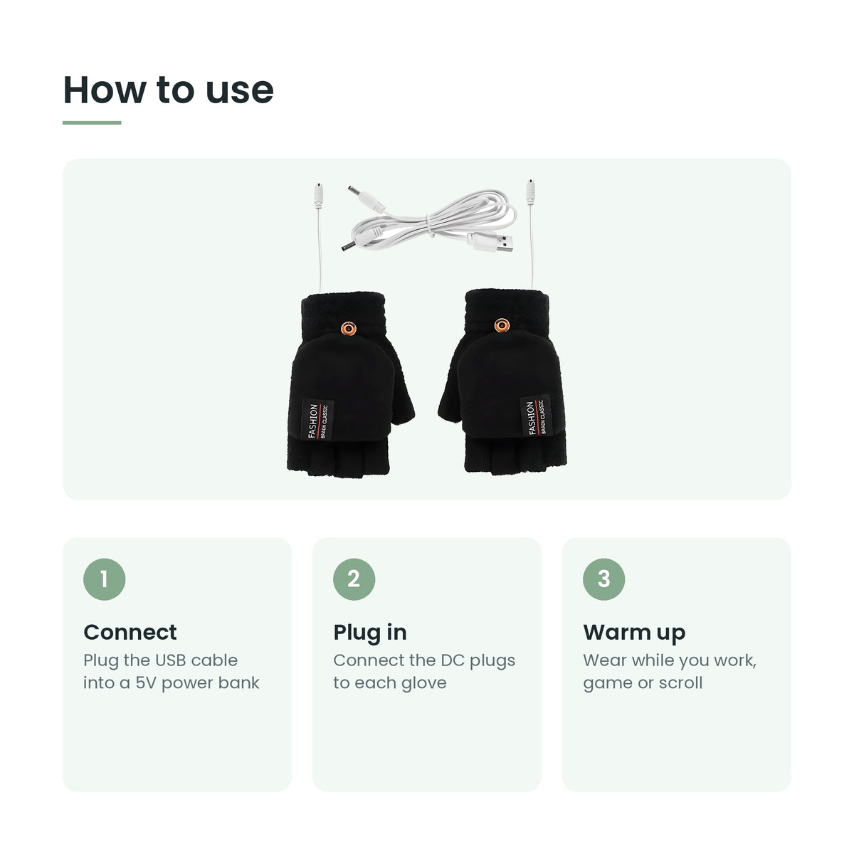 How to use USB heated gloves in three steps