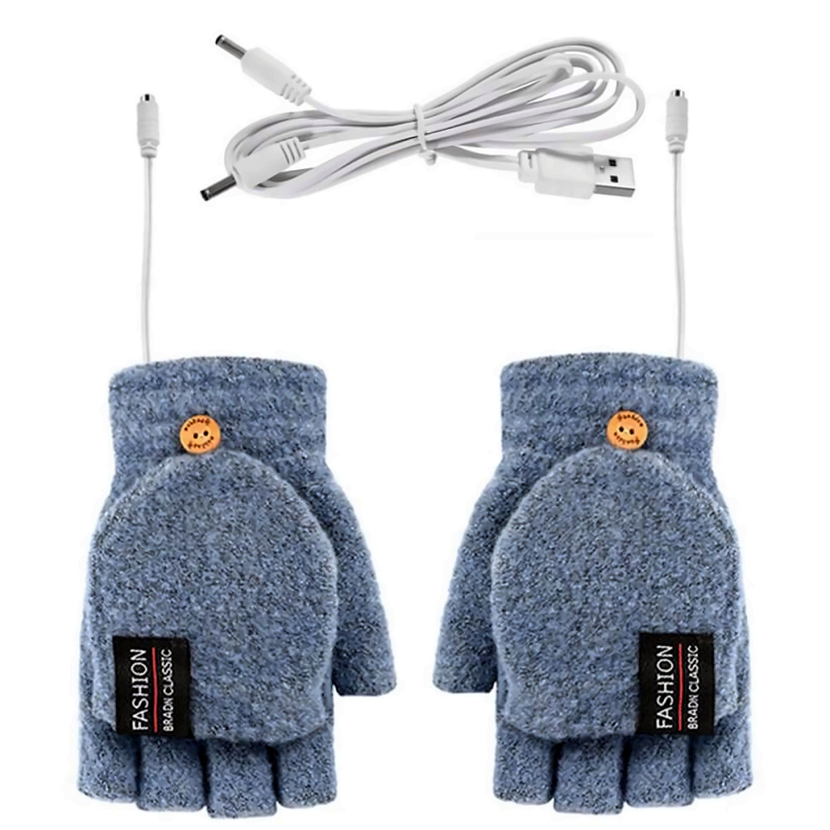 Light blue USB heated gloves