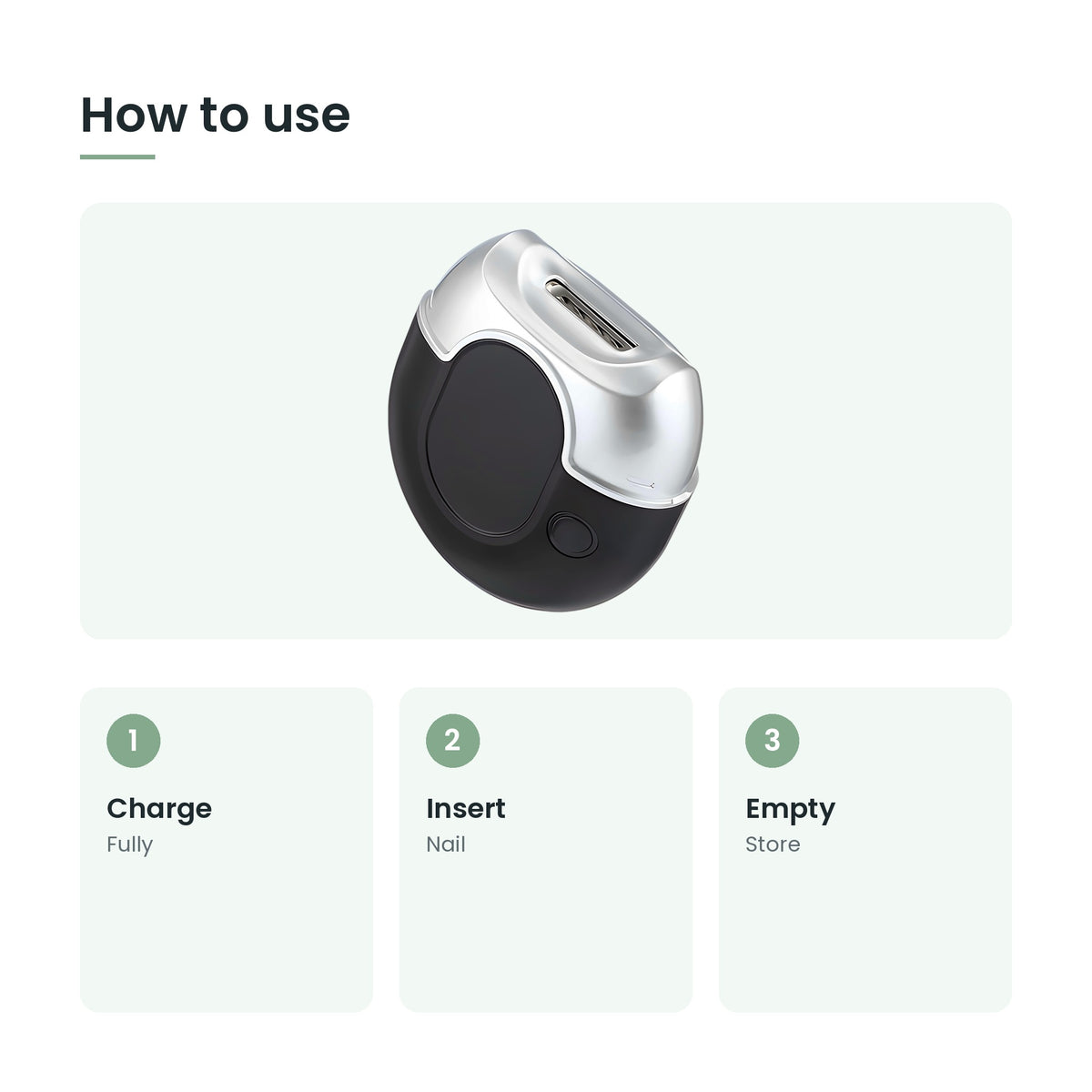 How to use the automatic electric nail clipper: charge, insert, empty