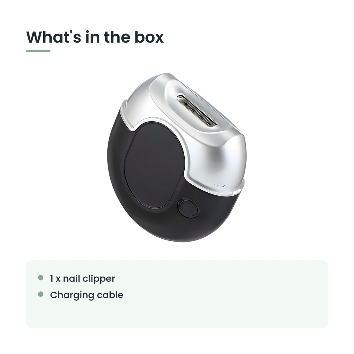 What's in the box: 1 x nail clipper, charging cable