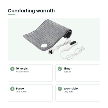 Electric heating pad key features: 10 levels, timer, large, washable