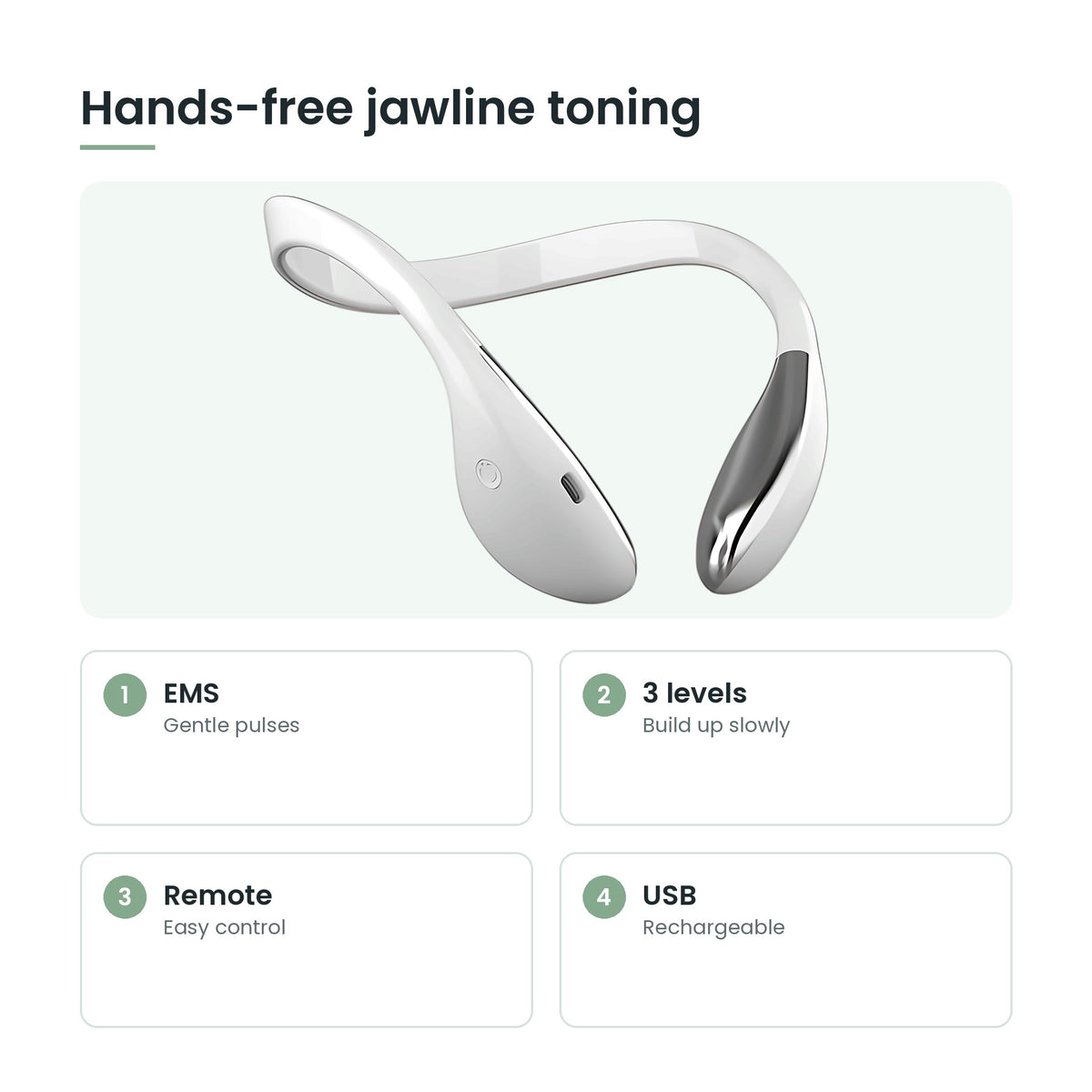 EMS V-face massager key features: ems, 3 levels, remote, usb