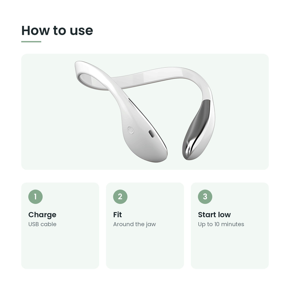 How to use the EMS V-face massager: charge, fit, start low