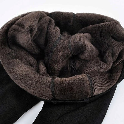 Fleece-lined thermal leggings – brown