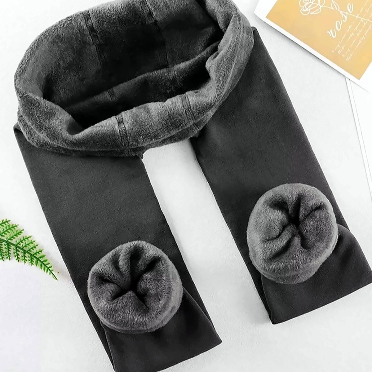 Fleece-lined thermal leggings – grey