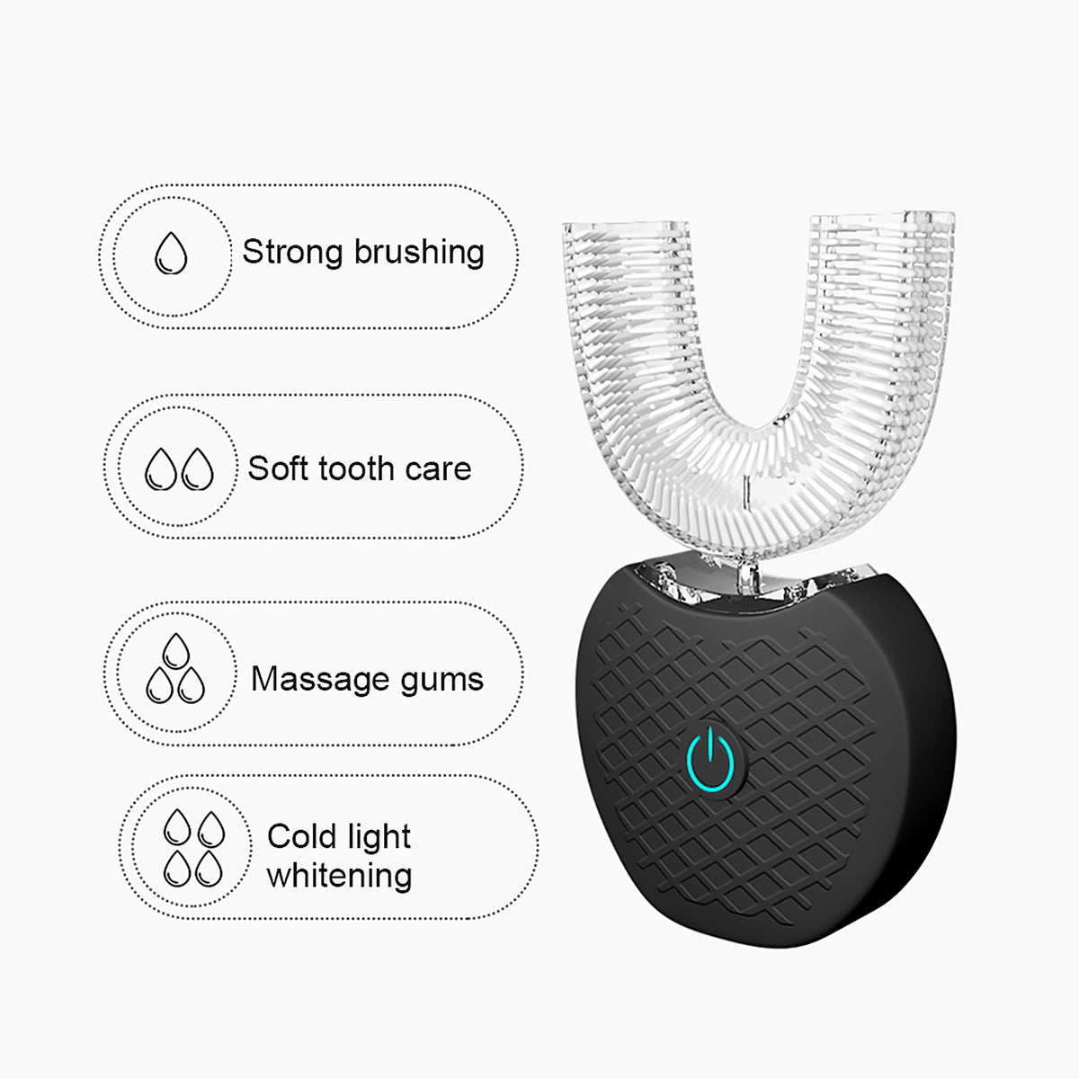 U-shaped toothbrush features